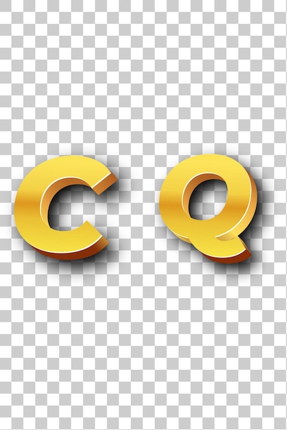 CQ Gold Logo Icon Isolated White Background Transparent