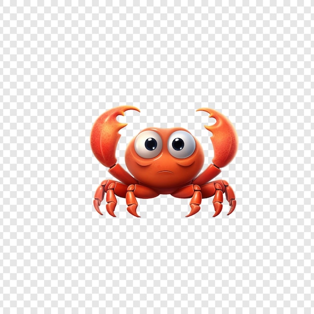 a crab with big eyes sits on a transparent background