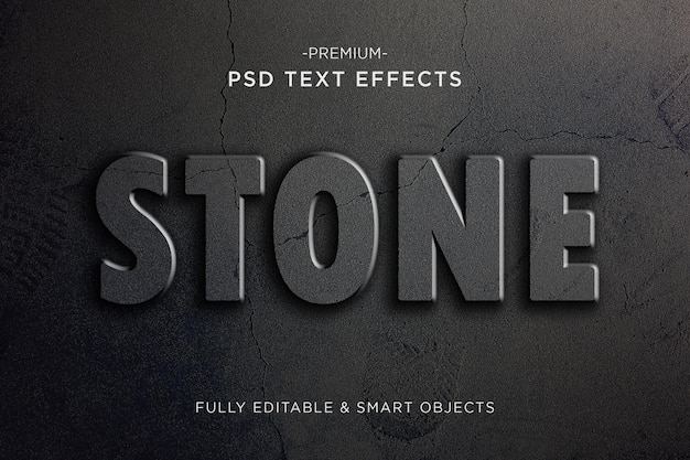 Crack stone text effect cracked text style premium psd