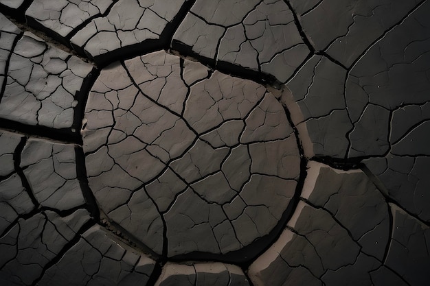 Cracked dry clay surface reveals intricate patterns