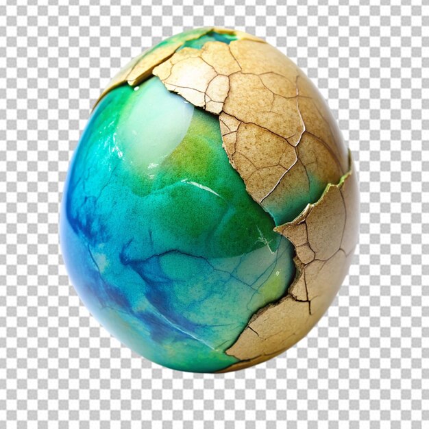 PSD cracked egg with a blue and green shell