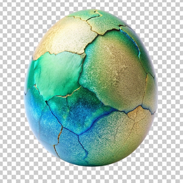 PSD cracked egg with a blue and green shell