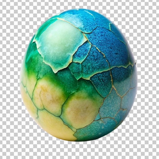 PSD cracked egg with a blue and green shell