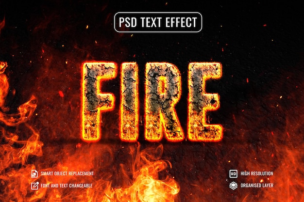 Cracked lava font style fire text effect