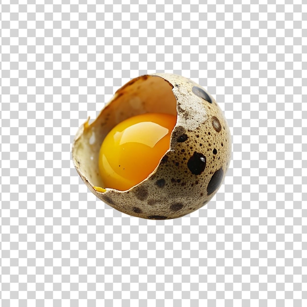 Cracked quail egg shell isolated on transparent background