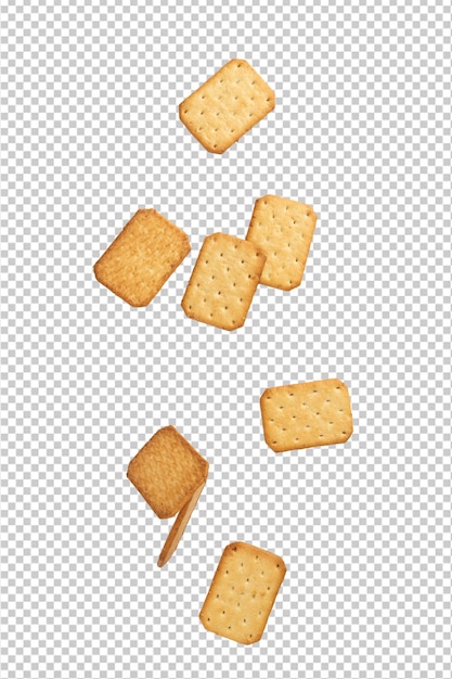 Cracker cookies falling isolated