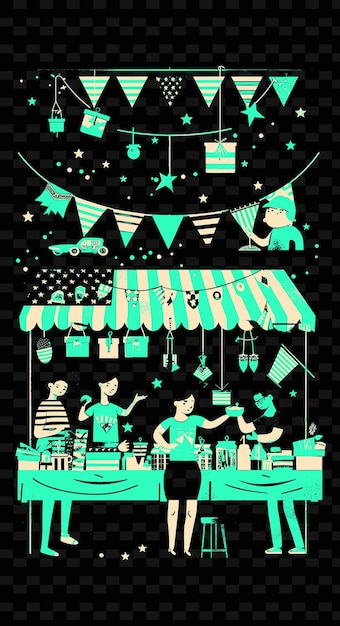 PSD a craft fair scene with people selling handmade goods americ creative illustration idea designs