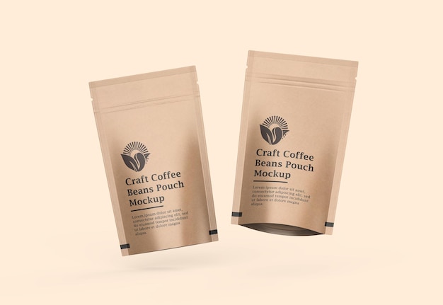 Craft Paper Coffee Pouch Bag Mockup