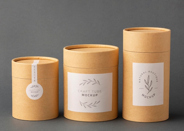 Craft paper cylinder design mockup