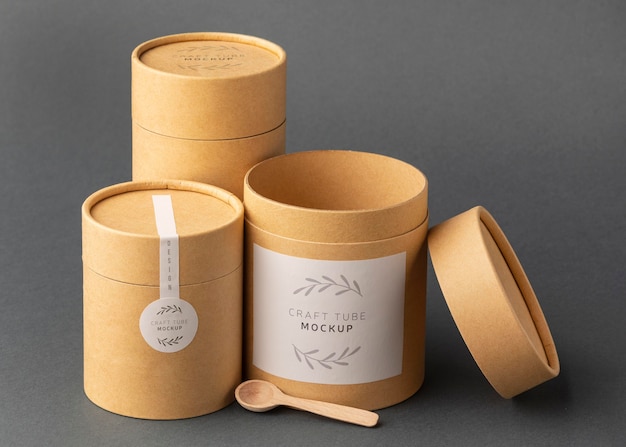 Craft paper cylinder design mockup