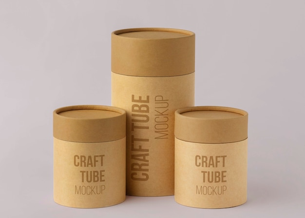 Craft paper cylinder design mockup