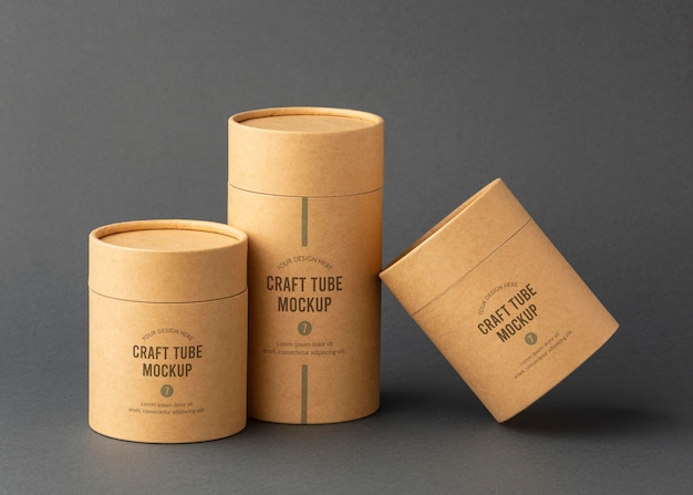 Craft paper cylinder design mockup