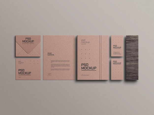 Craft paper stationery mockup