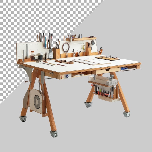 PSD craft table on transparent background