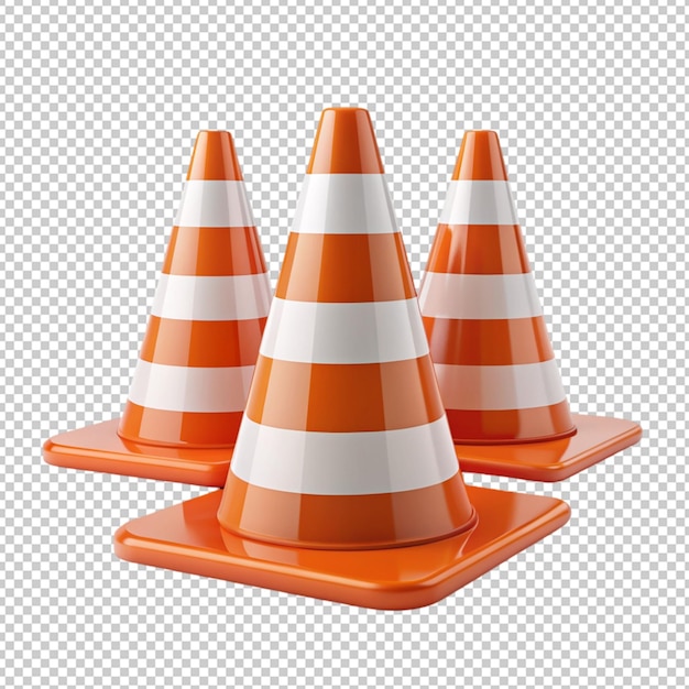 PSD crafted traffic cones isolated on transparent background