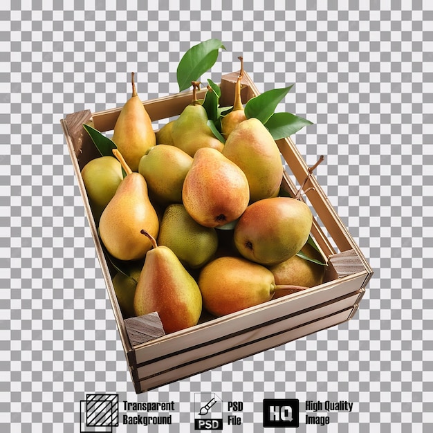 Crate of Pears on transparent background 4