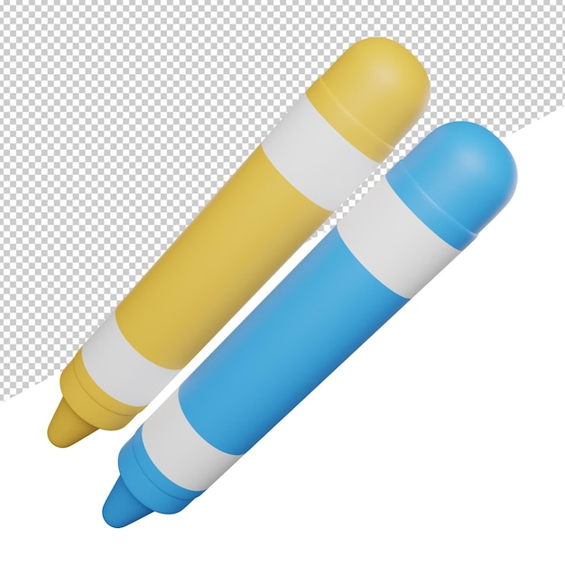 Crayon Color Drawing side view 3d rendering icon illustration on transparent background