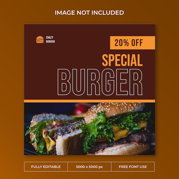 Crazy burger instagram post social media template