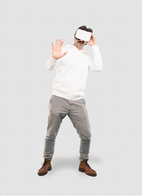 PSD crazy man with vr glasses