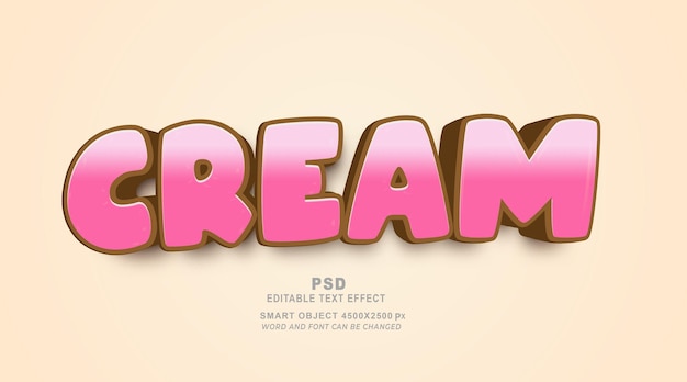 Cream 3d editable photoshop text effect style