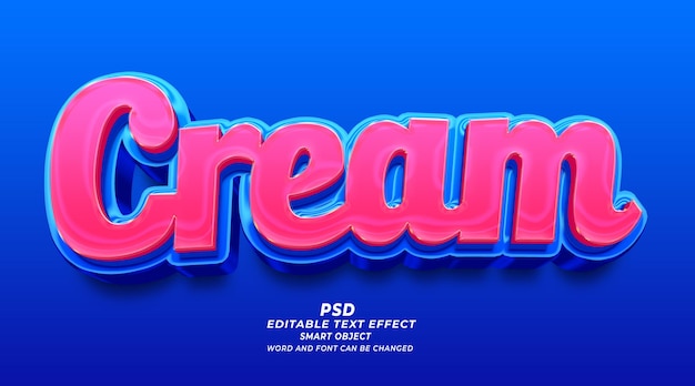 Cream 3d editable PSD text effect photoshop template