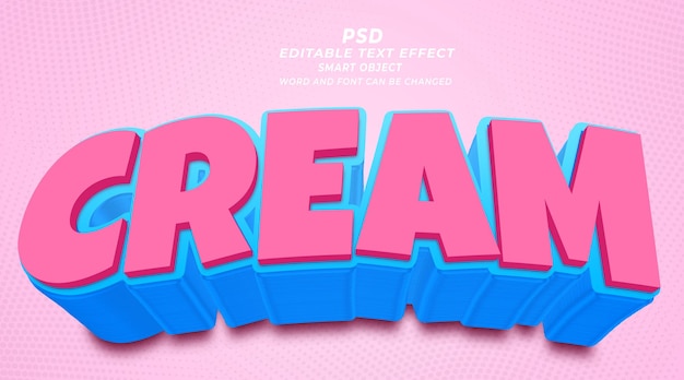 Cream 3d editable text effect photoshop template