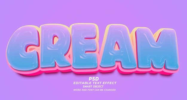 Cream 3d editable text effect PSD photoshop template