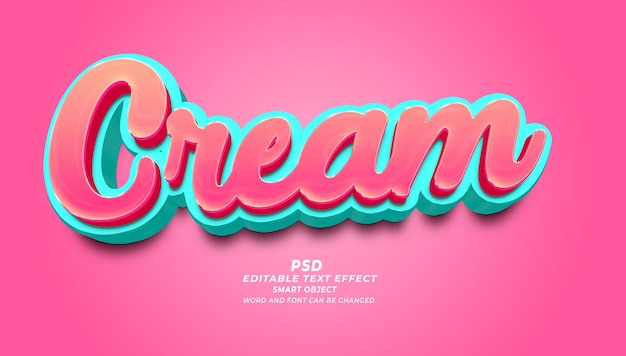 Cream 3d editable text effect PSD template