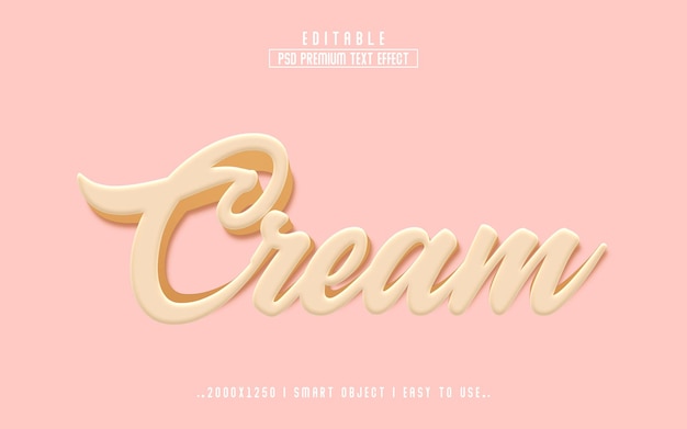 Cream 3D realistic Editable text effect style with background