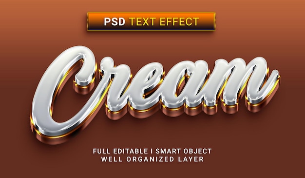 Cream 3d style text effect