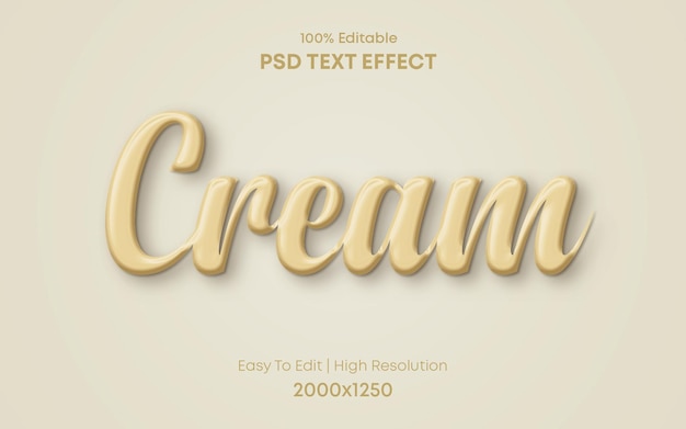 PSD cream 3d text effect template