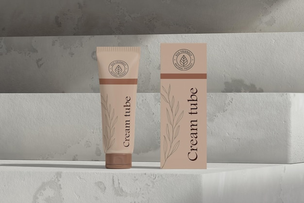 Cream beauty products mockup