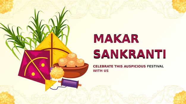 Cream Festive Makar Sankranti Celebration YouTube Thumbnail