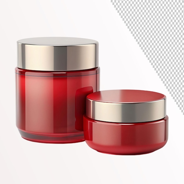 PSD cream jar red cosmetic jar mockup beauty product on transparent background