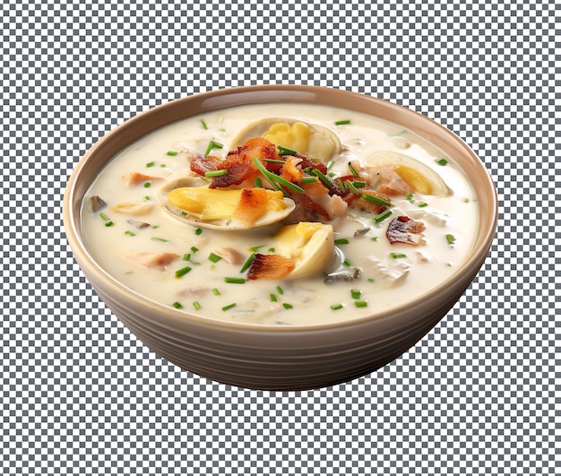 PSD creamy clam chowder isolated on transparent background