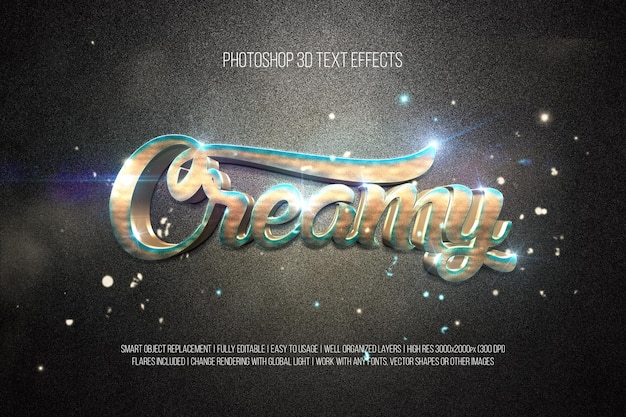 PSD creamy photoshop 3d text effects