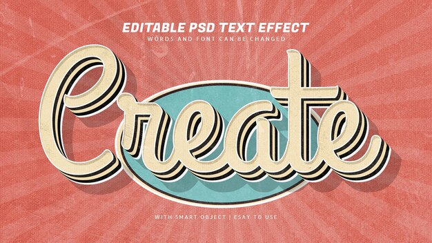 Create 3d retro vintage style text effect