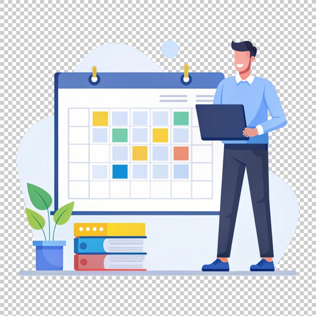 PSD create a flat style vector of a content manager on transparent background