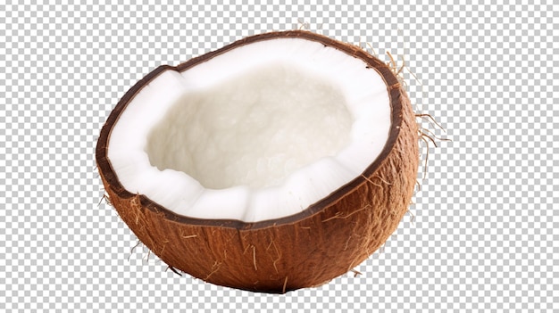 create a high detailed fresh Half Coconut on white background