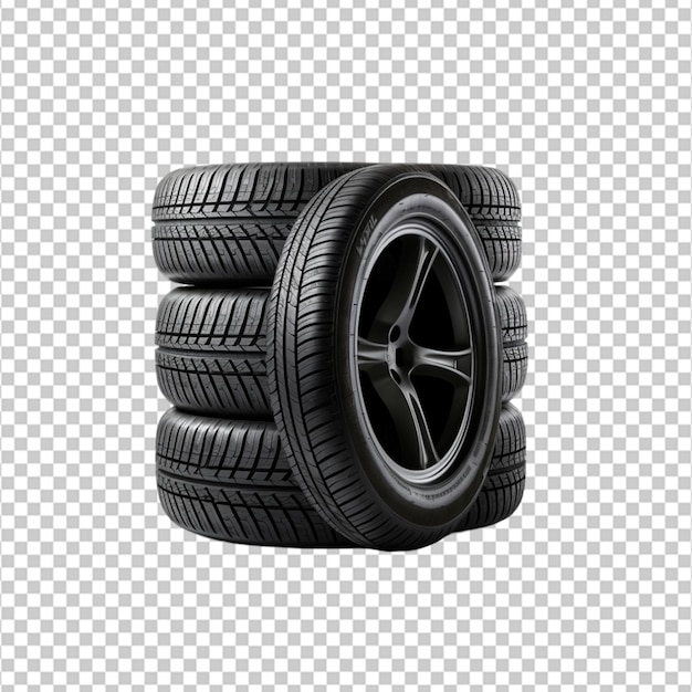 create a High Quality A Stack Of New car tires on white background