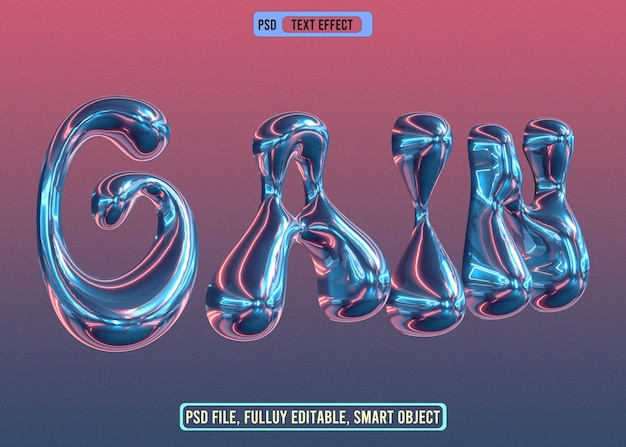 PSD create stunning chrome 3d text effects editable customizable