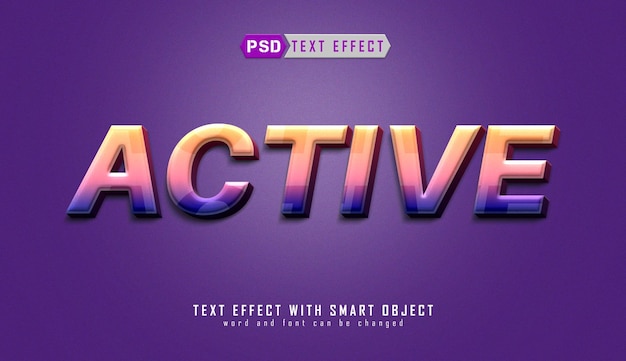 PSD creative 3d active editable text effect