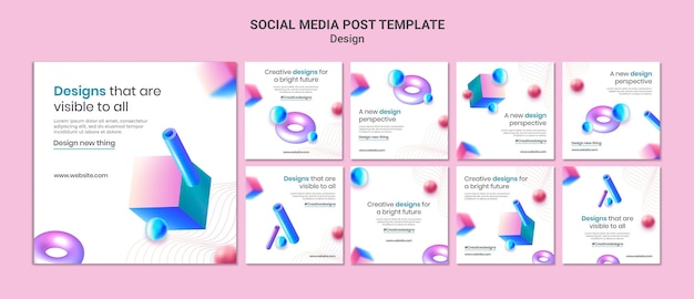 PSD creative 3d designs instagram posts template