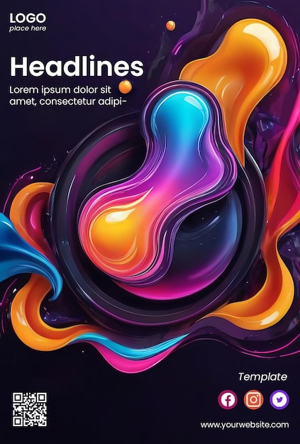 Creative 3D glow fluid Flyer Design