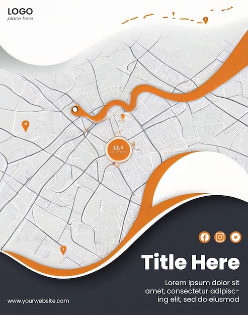 Creative abstract poster template with map design