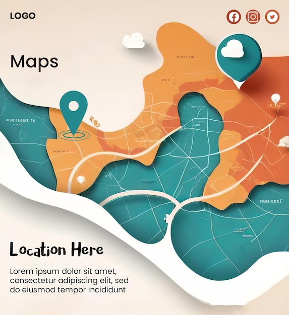 Creative abstract poster template with map design