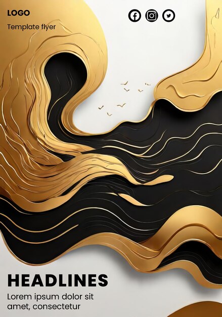 Creative abstract poster with gold design