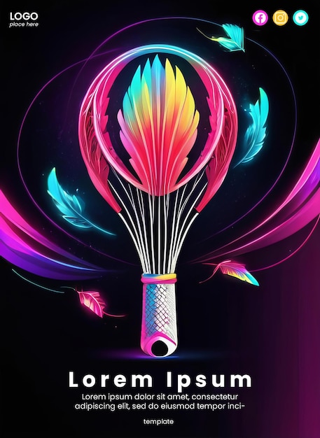 Creative abstract poster with neon bowling design