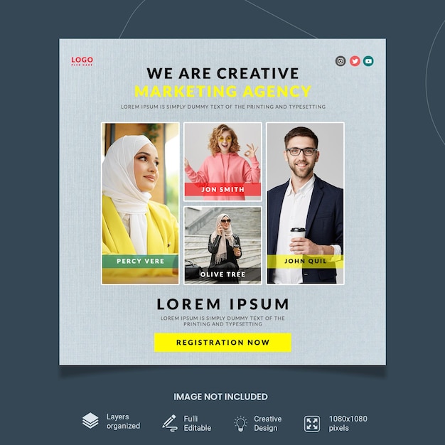 Creative agency social media PSD template