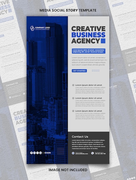 PSD creative business agency in blue color media social story post template